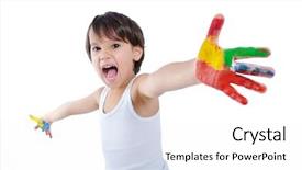  Presentation with messy - Beautiful slide set featuring finger painting - messy hands childhood backdrop and a  colored foreground