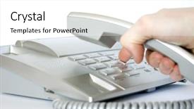  Presentation with figure enlightenment - Audience pleasing PPT theme consisting of finger presses figure on phone backdrop and a white colored foreground