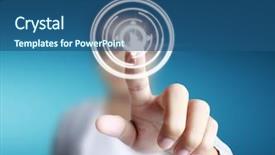  Presentation with touch screen - Presentation having finger pressing the touch screen background and a  colored foreground