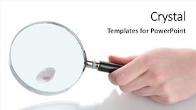  Presentation with hand print - Beautiful theme featuring finger print - magnifying glass in hand backdrop and a white colored foreground