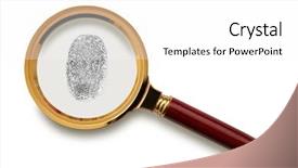  Presentation with magnifying glass - Theme featuring finger print - magnifying glass with fingerprint isolated background and a white colored foreground