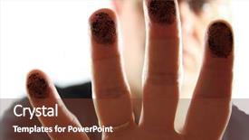  Presentation with fingerprints - Amazing PPT theme having finger print - man presing on glass leaving backdrop and a tawny brown colored foreground