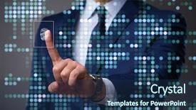  Presentation with fingerprints - Audience pleasing theme consisting of finger print authentication - biometric identification concept with fingerprints backdrop and a ocean colored foreground