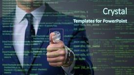  Presentation with fingerprints - Slide deck consisting of finger print authentication - biometric identification concept with fingerprints background and a ocean colored foreground