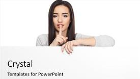  Presentation with advertising - Presentation theme featuring finger print images - young woman with blank advertising background and a  colored foreground