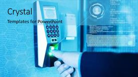  Presentation with scanner - Presentation with finger print scanner on wall background and a light blue colored foreground