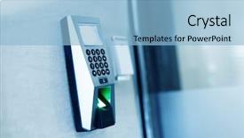  Presentation with scanner - Slides featuring finger print scanner on wall background and a light blue colored foreground