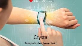  Presentation with pulse - Colorful slide deck enhanced with finger pulse monitor - hand with smartwatch and cycling backdrop and a  colored foreground