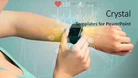  Presentation with pulse - Slide deck having finger pulse monitor - hand with smartwatch and cycling background and a light blue colored foreground
