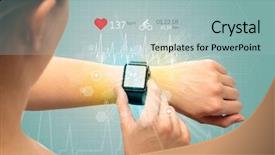  Presentation with pulse - Audience pleasing slides consisting of finger pulse monitor - hand with smartwatch and cycling backdrop and a  colored foreground