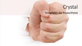  Presentation with paper - Colorful PPT theme enhanced with finger punch - fist punching paper isolated backdrop and a lemonade colored foreground