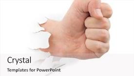  Presentation with scroll paper isolated on white - Slide set with finger punch - fist punching paper isolated background and a sky blue colored foreground