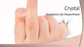  Presentation with paper - Amazing presentation theme having finger punch - hand punching through paper isolated backdrop and a  colored foreground