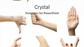  Presentation with female - PPT layouts featuring finger punch - set of female hands gestures background and a sky blue colored foreground