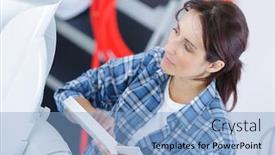  Presentation with filter - Presentation design featuring finger show on dirty filter of air conditioner background and a light blue colored foreground