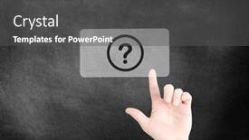  Presentation with question - Amazing presentation theme having finger-tapping-on-an-icon backdrop and a dark gray colored foreground