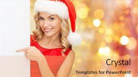  Presentation with christmas holidays - Colorful slide deck enhanced with finger to blank white board backdrop and a coral colored foreground