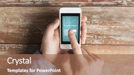  Presentation with education technology - Amazing theme having finger to graph and text backdrop and a coral colored foreground