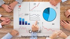  Presentation with team work - Amazing PPT theme having finger to paper with chart backdrop and a coral colored foreground