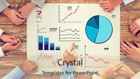  Presentation with team work - Presentation design featuring finger to paper with chart background and a lemonade colored foreground