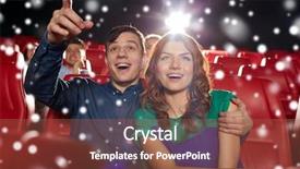  Presentation with movie screen - PPT layouts featuring christmas movies - cinema entertainment gesture emotions background and a tawny brown colored foreground