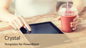  Presentation with healthy people - Slide deck having finger to tablet pc computer background and a lemonade colored foreground