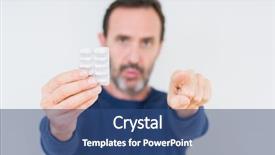  Presentation with pharmaceutical - Cool new PPT layouts with finger to the camera backdrop and a ocean colored foreground