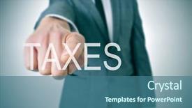  Presentation with finger - Audience pleasing PPT theme consisting of finger to the word tax backdrop and a ocean colored foreground