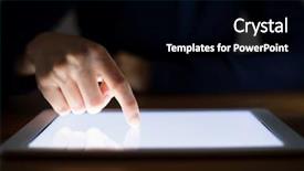  Presentation with touch screen - Theme consisting of finger touch on the screen background and a black colored foreground