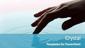  Presentation with finger - Presentation theme featuring finger touches water close up background and a teal colored foreground