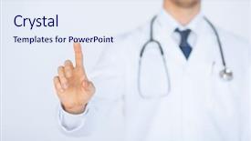  Presentation with virtual - Cool new PPT theme with finger touching - doctor with stethoscope working backdrop and a sky blue colored foreground