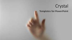  Presentation with glass - Presentation featuring finger touching - hand silhouettes behind glass foreground background and a light gray colored foreground