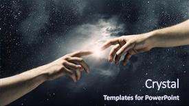  Presentation with interaction - Beautiful PPT layouts featuring finger touching - partnership and interaction backdrop and a wine colored foreground