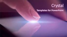  Presentation with hand touching finger digital - Cool new theme with finger touching phone with dark backdrop and a violet colored foreground