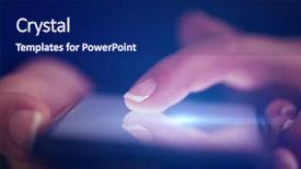  Presentation with hand touching finger digital - Colorful presentation enhanced with finger touching phone with dark backdrop and a navy blue colored foreground