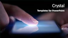  Presentation with finger - Slide deck with finger touching phone with dark background and a black colored foreground