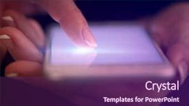  Presentation with finger - Beautiful presentation featuring finger touching phone with dark backdrop and a violet colored foreground