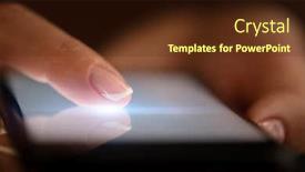  Presentation with finger - Slide deck consisting of finger-touching-phone-with-dark background and a tawny brown colored foreground