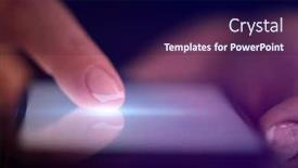  Presentation with finger - Beautiful theme featuring finger-touching-phone-with-dark backdrop and a navy blue colored foreground