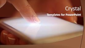  Presentation with finger - Amazing presentation theme having finger-touching-phone-with-dark backdrop and a tawny brown colored foreground