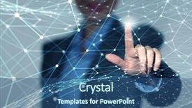  Presentation with wireless - Presentation theme consisting of finger touching screen - wireless connection futuristic concept background and a ocean colored foreground