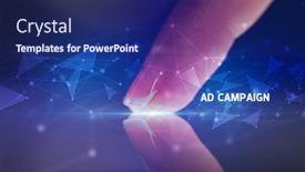  Presentation with campaign - Presentation having finger-touching-tablet-with-ad background and a navy blue colored foreground