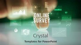  Presentation with finger - Slide set featuring finger-touching-tablet-with-business background and a light blue colored foreground