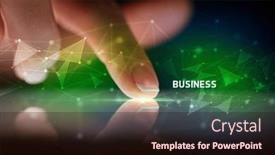  Presentation with connection - Presentation theme featuring finger-touching-tablet-with-business background and a wine colored foreground