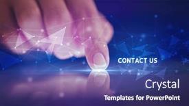  Presentation with connection - Slide deck consisting of finger-touching-tablet-with-business background and a violet colored foreground