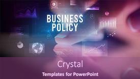  Presentation with finger - Amazing presentation theme having finger touching tablet with charts and business policy inscription business concept backdrop and a violet colored foreground