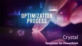  Presentation with business process - Presentation theme consisting of optimism - finger touching tablet with charts background and a wine colored foreground