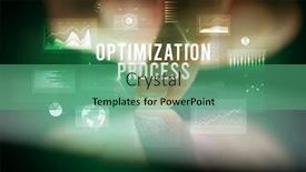  Presentation with business process - Theme featuring finger-touching-tablet-with-charts background and a seafoam green colored foreground