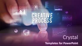  Presentation with business process - Amazing theme having finger-touching-tablet-with-charts backdrop and a violet colored foreground
