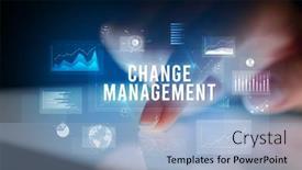  Presentation with business change - Theme enhanced with finger-touching-tablet-with-charts background and a light blue colored foreground